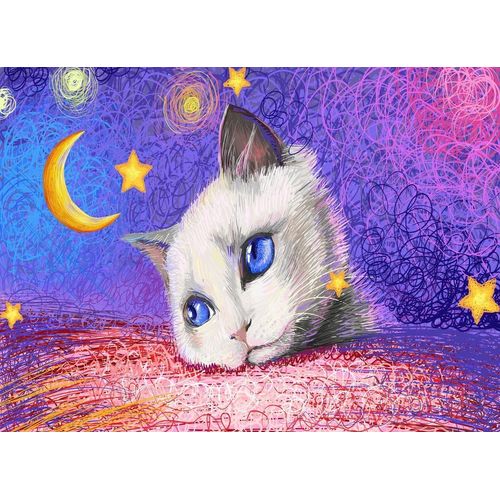 Sous Les Etoiles - Chat Blanc - Puzzle 1000 Pièces