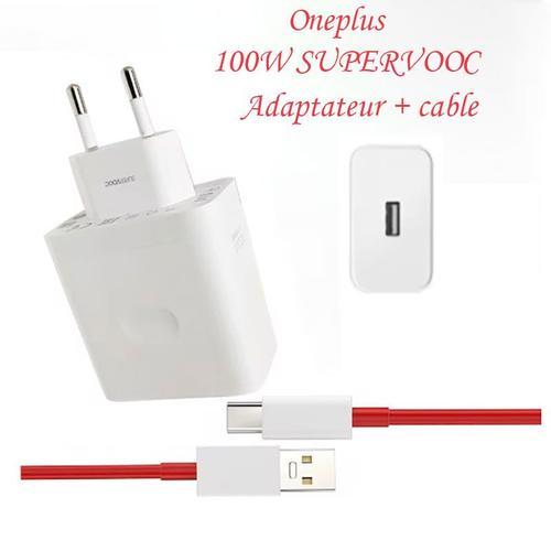 OnePlus SUPERVOOC 100W chargeur câble adaptateur secteur, pour OnePlus 11 10T 10 Pro 9 Pro 9 8T Nord 2T Nord 3 Nord CE 3 Lite Open TYPE-C blanc