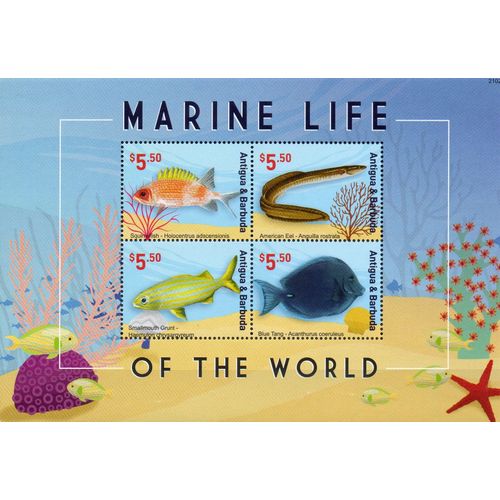 Antigua Y Barbuda Timbre Poissons 2021