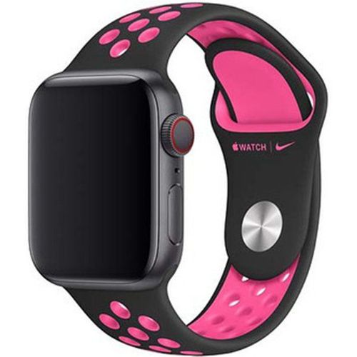 Apple 40mm Nike Sport Band - Bracelet De Montre Pour Montre Intelligente - Taille S/M & M/L - Souffle Noir/Rose - Pour Watch Hermès Series 7, Hermès Series 9, Nike Series 7, Series 10, Series 8...