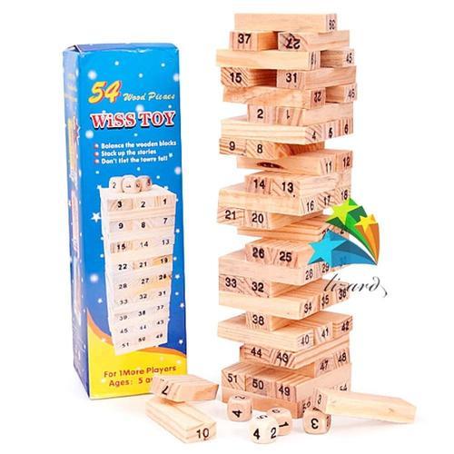 Jenga La Tour Infernale 54 Blocs En Bois Jeu D'adresse Familial 2 À 6 Joueurs