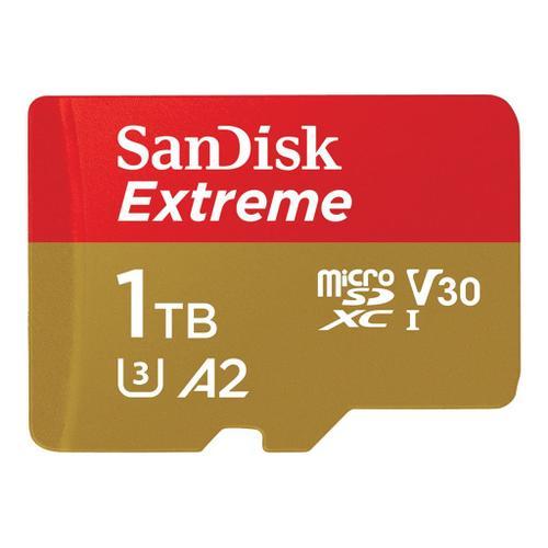SanDisk Extreme - Carte m?moire flash (adaptateur microSDXC vers SD inclus(e)) - 1 To - A2 / Video Class V30 / UHS-I U3 / Class10 - microSDXC UHS-I