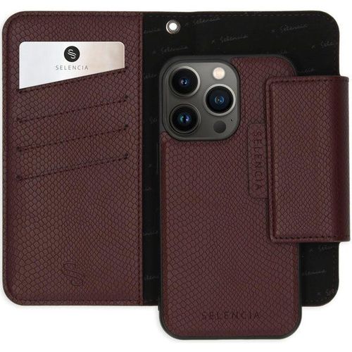 Selencia Etui Portefeuille Serpent Amovible Iphone 13 Pro - Rouge Foncé