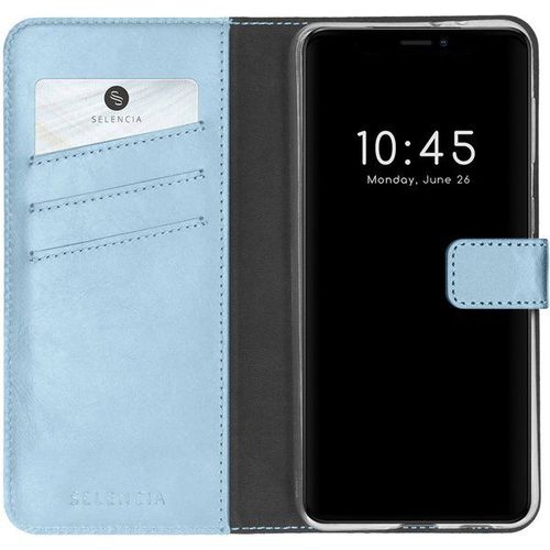 Selencia Étui De Téléphone En Cuir Véritable Iphone 13 Mini - Bleu Clair