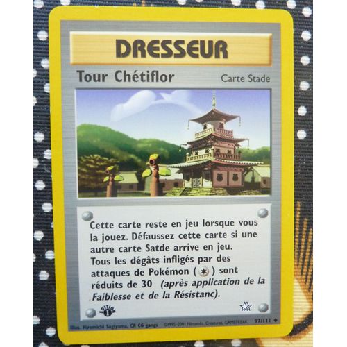 Carte Pokemon Française Peu Commune = Tour Chétiflor - Dresseur - N° 97/111 - 1ère Édition - Wizard - Série Néo Genesis De 2001