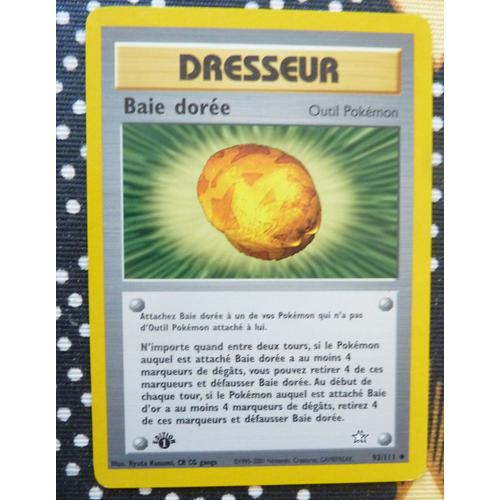Carte Pokemon Française Peu Commune = Baie Dorée - Dresseur - N° 93/111 - 1ère Édition - Wizard - Série Néo Genesis De 2001