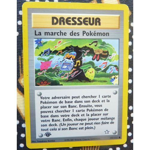 Carte Pokemon Française Commune = La Marche Des Pokémon - Dresseur - N° 102/111 - 1ère Édition - Wizard - Série Néo Genesis De 2001