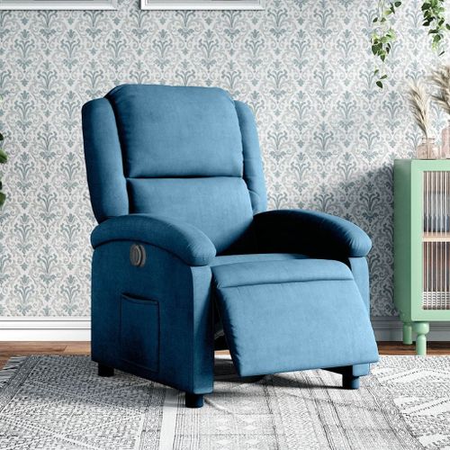 Vidaxl Fauteuil Inclinable Électrique Bleu Velours