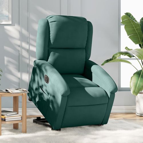 Vidaxl Fauteuil Inclinable Électrique Vert Foncé Velours