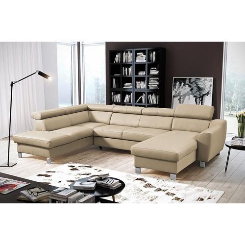 Canapé D'angle Convertible En Cuir Italien De Luxe 7/8 Places Aston, Beige, Angle Gauche