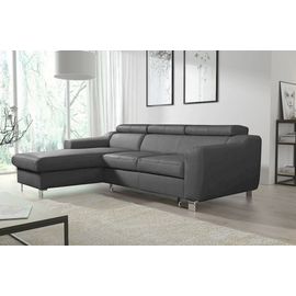 Canapé D'angle Convertible En Cuir Italien De Luxe 5 Places Astoria, Gris Foncé, Angle Gauche