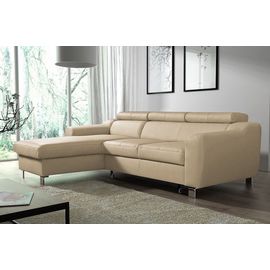 Canapé D'angle Convertible En Cuir Italien De Luxe 5 Places Astoria, Beige, Angle Gauche