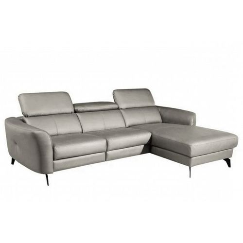 Canapé D'angle En Cuir De Luxe Italien , 5 Places Berti, Gris Clair, Angle Droit