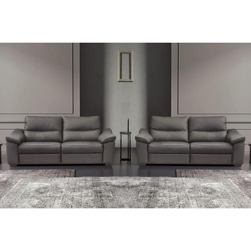 Ensemble De 2 Canapés 3 Places En 100% Tout Cuir Épais Italien Vachette Hambourg, Couleur Anthracite