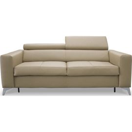Canapé 3 Places Convertible En Cuir Italien De Luxe Movida, Beige