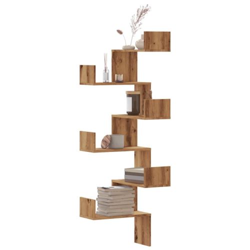 Vidaxl Étagère D'angle Murale Chêne Artisanal Bois D'ingénierie