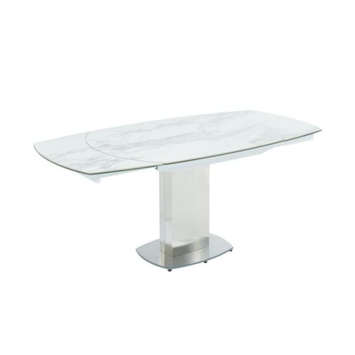 Table À Manger Extensible Talicia - 4 À 6 Couverts - Céramique Et Acier - Effet Marbre