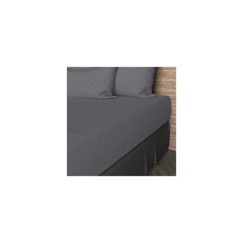 Drap Housse En Coton 57 Fils 90x190 Cm Uni Gris, Par Soleil D'ocre