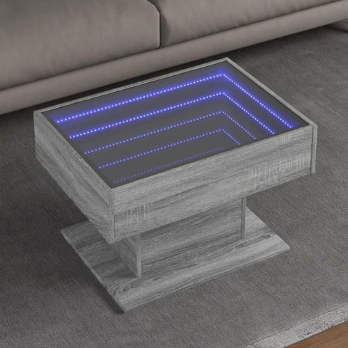 Vidaxl Table Basse Avec Led Sonoma Gris 70x50x45 Cm Bois D'ingénierie