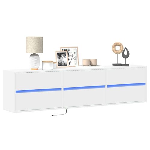 Vidaxl Meuble Tv Mural Avec Led Blanc 180x31x45 Cm