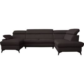 Canapé D'angle Convertible En Cuir Italien De Luxe 7/8 Places Warini Avec Coffre, Noir, Angle Droit