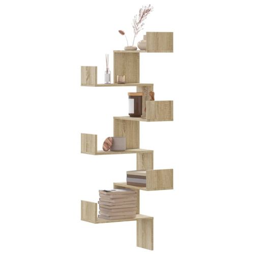 Vidaxl Étagère D'angle Murale Chêne Sonoma 45x45x147cm Bois Ingénierie