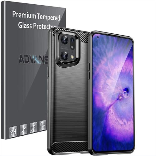 Advansia Coque Housse Etui Pour Oppo Find X5 Pro 5g Noir Fibre De Carbone