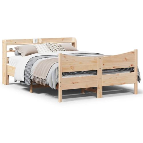 Vidaxl Cadre De Lit Avec Tête De Lit 120x190 Cm Bois De Pin Massif