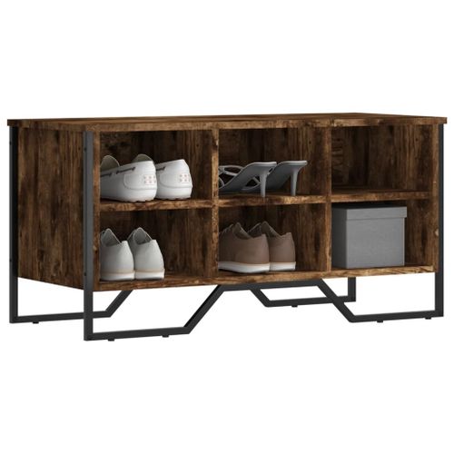 Vidaxl Armoire À Chaussures Chêne Fumé 90x38x45,5 Cm Bois D'ingénierie
