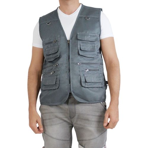 Gilet De Pêche Gris Homme