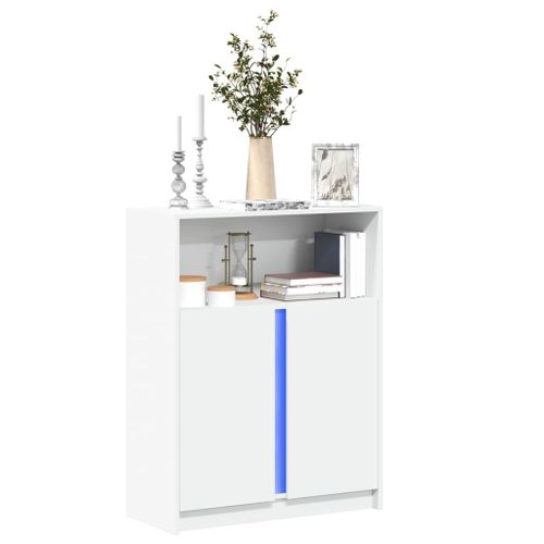 Vidaxl Buffet Avec Led Blanc 77x34x100 Cm Bois D'ingénierie