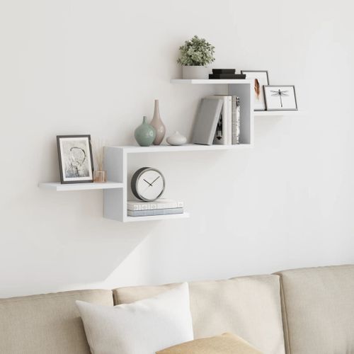 Vidaxl Étagère Murale Blanc 104x15x49 Cm Bois D'ingénierie