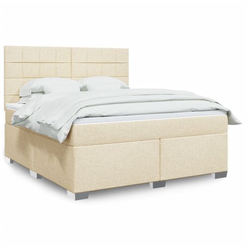 Vidaxl Sommier À Lattes De Lit Avec Matelas Crème 180x200 Cm Tissu