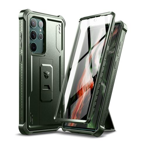 Dexnor Coque Pour Samsung Galaxy S22 Ultra - Protection D'écran Intégrée Et Béquille - Protection De Qualité Militaire Résistante Aux Chocs - Pour Samsung Galaxy S22 Ultra 5g - Vert Kaki