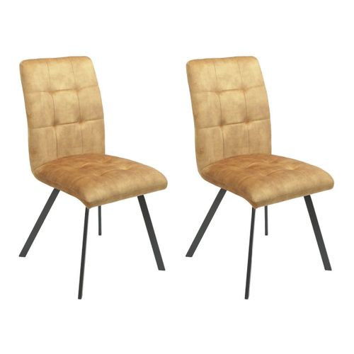 John - Lot De 2 Chaises Capitonnées Jaune