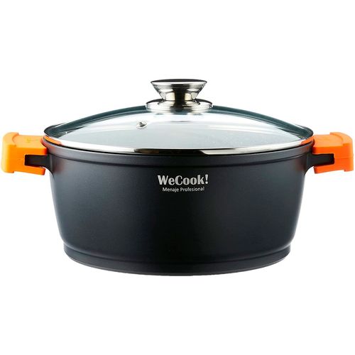Casserole 16cm, Induction, Couvercle En Verre, Antiadhésive, Fonte D'aluminium Noir Wecook Ecochef