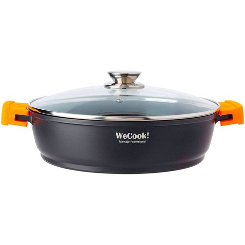 Casserole 40cm, Induction, Couvercle En Verre, Antiadhésive, Fonte D'aluminium, , Noir, Wecook, Ecochef