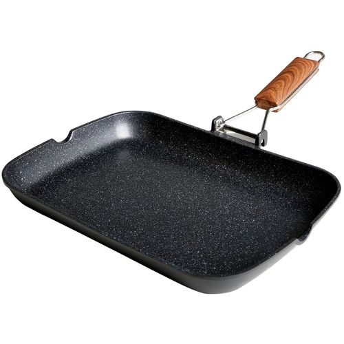 Poêle À Griller, 34x24cm, Induction, Antiadhésive, Fonte D'aluminium Sans Pfoa Noir Wecook Ecochef