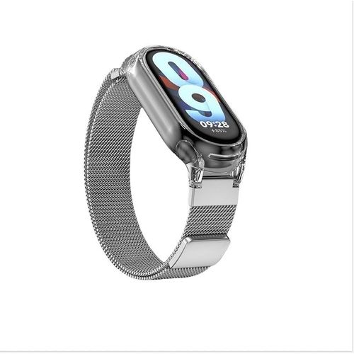 Bracelet Magnétique Pour Xiaomi Mi Band Avec Étui Transparent Argent Xiaomi Mi Band 3/4/5/6