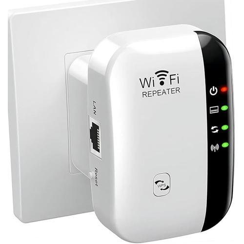 Répéteur WiFi Puissant 300Mbps Amplificateur WiFi Puissant 2.4GHz WiFi Range Booster WiFi Répéteur Extenseur sans Fil avec Port Ethernet, WiFi Extender WiFi Booster, RJ45, Protection WPS