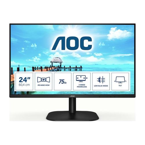 AOC 24B2XH - B2 Series - écran LED - 24" (23.8" visualisable) - 1920 x 1080 Full HD (1080p) @ 75 Hz - IPS - 250 cd/m² - 1000:1 - 7 ms - HDMI, VGA - noir