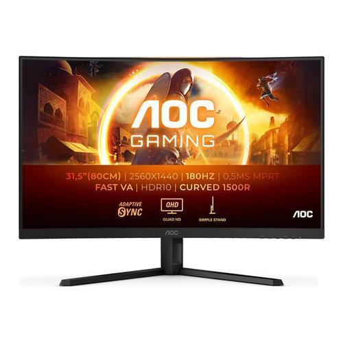 AOC Gaming CQ32G4VE - G4 Series - écran LED - jeux - incurvé - 32" (31.5" visualisable) - 2560 x 1440 QHD @ 180 Hz - Fast VA - 300 cd/m² - 3500:1 - HDR10 - 0.5 ms - 2xHDMI, DisplayPort - noir...