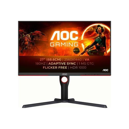 AOC Gaming Q27G3XMN/BK - Écran LED - jeux - 27" - 2560 x 1440 QHD @ 180 Hz - VA - 700 cd/m² - 4000:1 - DisplayHDR 1000 - 1 ms - HDMI, DisplayPort - noir