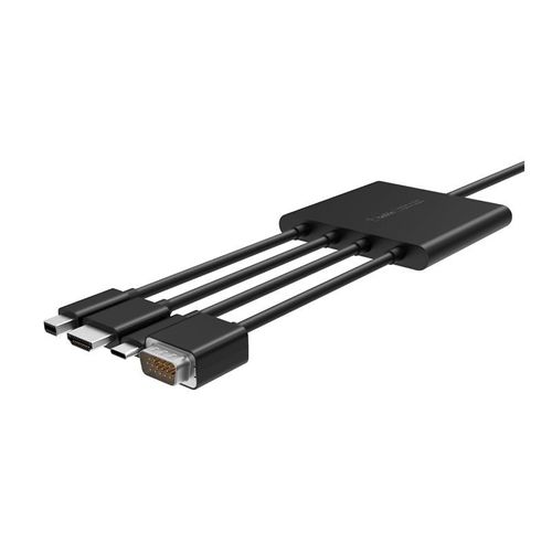 Belkin Multiport to HDMI Digital AV Adapter - Câble vidéo/audio - HD-15 (VGA), HDMI, Mini DisplayPort, 24 pin USB-C mâle pour USB, HDMI mâle - 2.4 m - support 4K