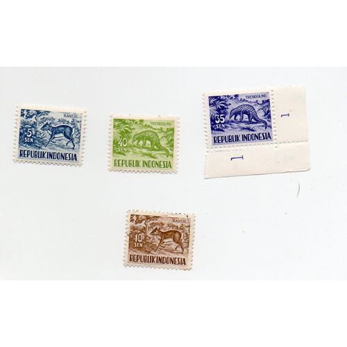 Indonésie- Lot De 3 Timbres Neufs Et 1 Timbre Oblitéré- Animaux Sauvages
