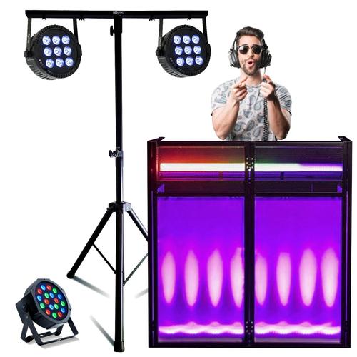 Pack Stand DJ Ibiza DS30 -Support Lumière ML-SUPPORT-DJLIGHT 2 Projecteurs THINPAR-9X6W-RGBW - Projecteur PAR - Soirée Fête Mariage