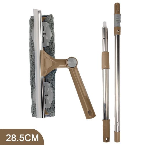 Brosse de nettoyage de vitres à tête rotative, outil de nettoyage de vitres à longue poignée, balai d'essuie-glace, tige télescopique Double face
