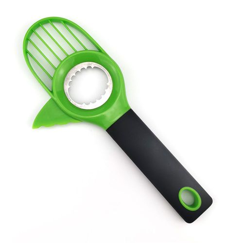 Trancheur de beurre de karité 3 en 1, couteau à avocat avec manche en silicone, couteau à fruits multifonctionnel, séparation de la pulpe, 1 pièce