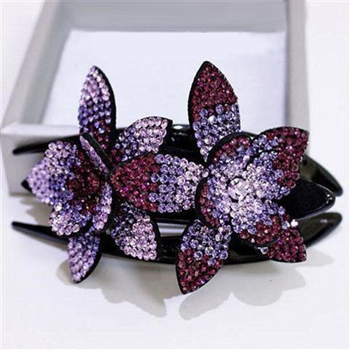 Pince À Cheveux Double Fleur En Strass Pour Femmes, Barrettes, Support Pour Queue De Cheval, Crabe, Épingles, Bandes, Accessoires Pour Cheveux 