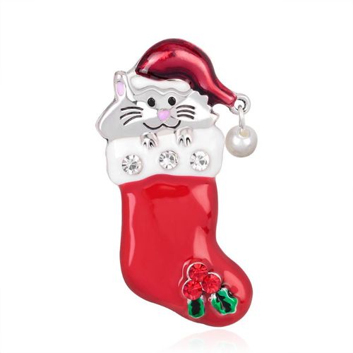 Broches De Noël Pour Enfants, Dessin Animé, Chat De Noël, Chaussettes Créatives, Bricolage, Émail, Bijoux, Cadeau Créatif, Suspension De Noël, Nouvelle Collection